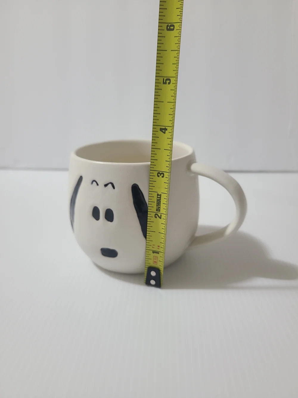 Pottery Barn Mug Peanuts Snoopy Embossed Face Bkack And White